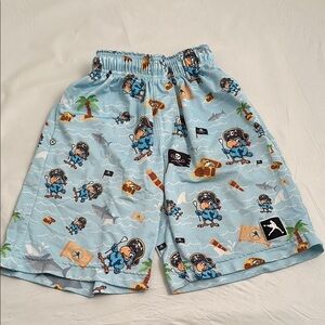 Lacrosse Unlimited multicolor pirate theme graphic side pocket lacrosse shorts